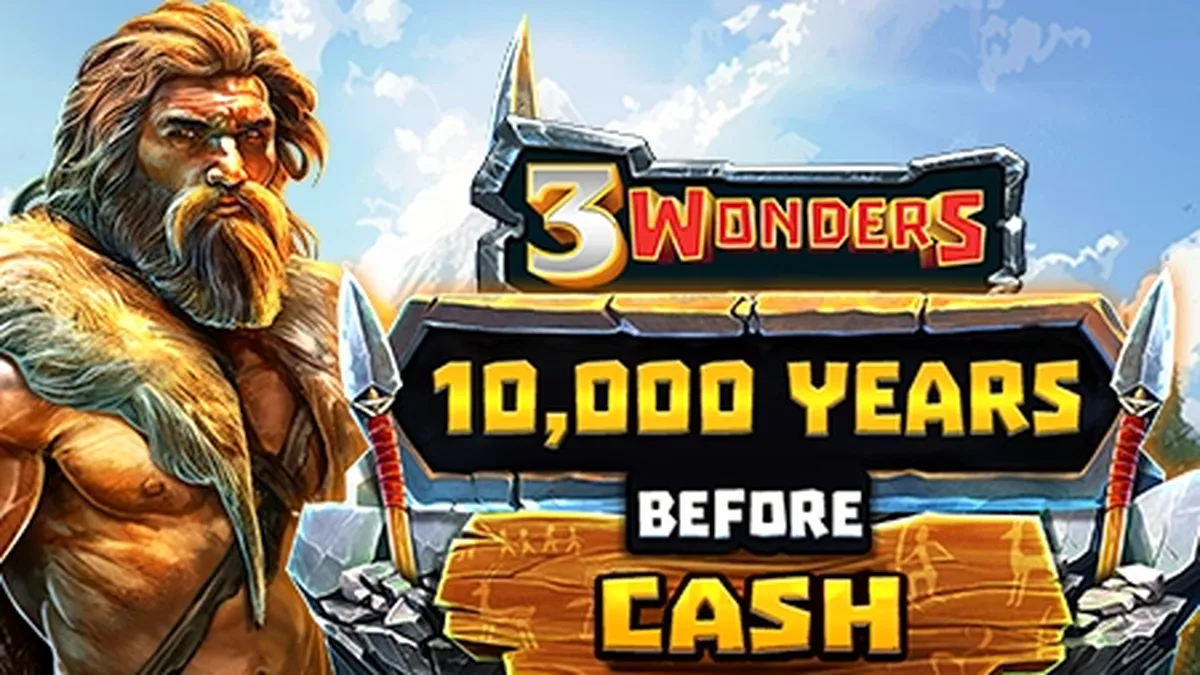 Ang interface ng 10,000 Years Before Cash slot na nagpapakita ng mga prehistoric na simbolo.